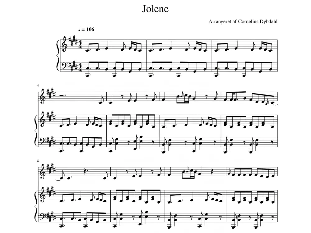 Jolene Sheet Music by Krave HueForge model: Jolene Sheet Music by Krave