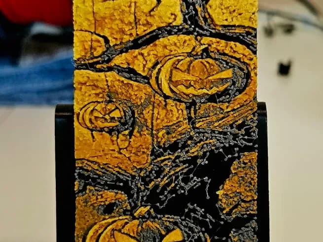 Halloween pumpkin three bookmark by Mano's 3d_Art HueForge model: Halloween pumpkin three bookmark by Mano's 3d_Art