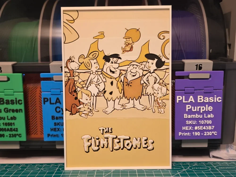 The Flintstones Poster - Hueforge Art by Lumpy3D HueForge model: The Flintstones Poster - Hueforge Art by Lumpy3D