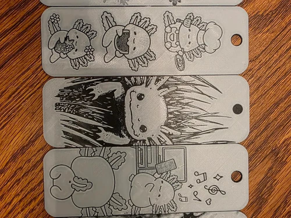 Axolotl Bookmarks by AirMechDesigns HueForge model: Axolotl Bookmarks by AirMechDesigns