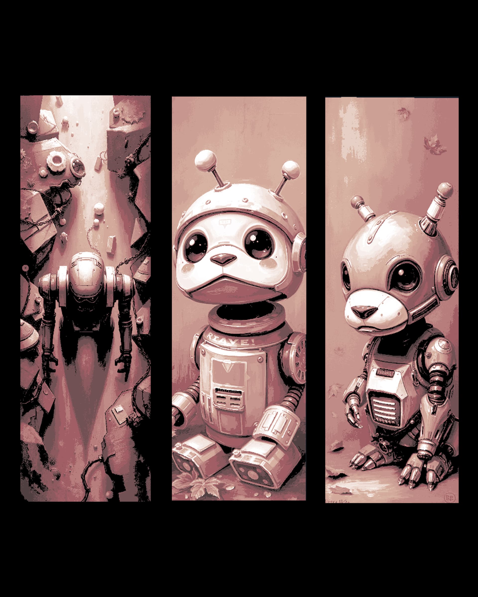 Sad portraits of the lost and forgotten Robots - Set of Bookmarks by BooneCo3d HueForge model: Sad portraits of the lost and forgotten Robots - Set of Bookmarks by BooneCo3d