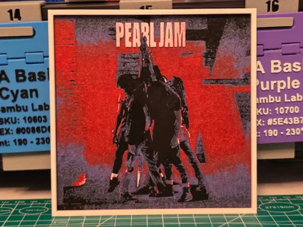 Pearl Jam "Ten" Album - Hueforge Art by Lumpy3D HueForge model: Pearl Jam "Ten" Album - Hueforge Art by Lumpy3D