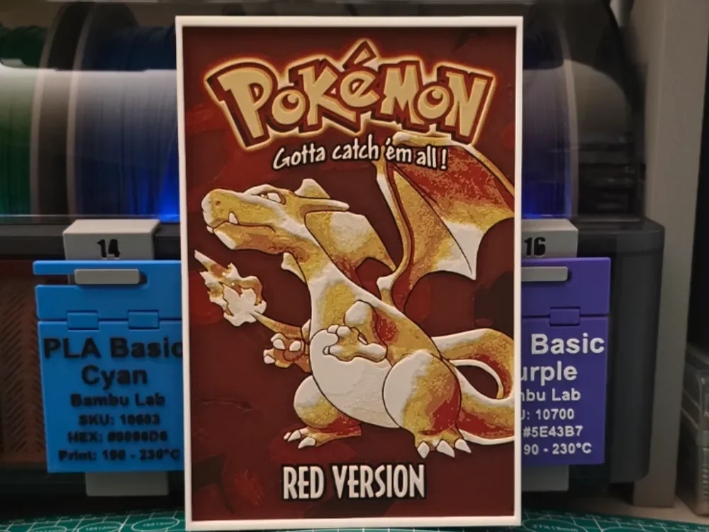 Pokémon: Red Version Poster - Hueforge Art by Lumpy3D HueForge model: Pokémon: Red Version Poster - Hueforge Art by Lumpy3D