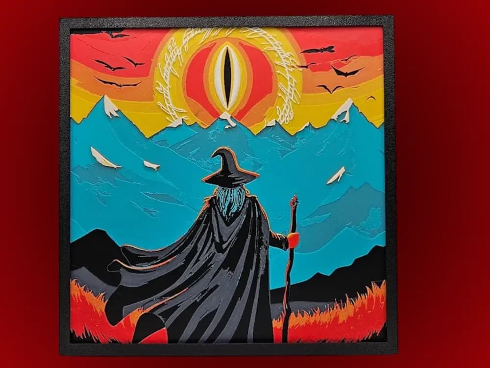 HueForge model: Gandalf and the Eye by BusyKikiBee