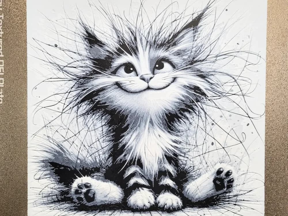 Funny Little Cat - Black White - Hueforge 200x200 by Vincent111 HueForge model: Funny Little Cat - Black White - Hueforge 200x200 by Vincent111