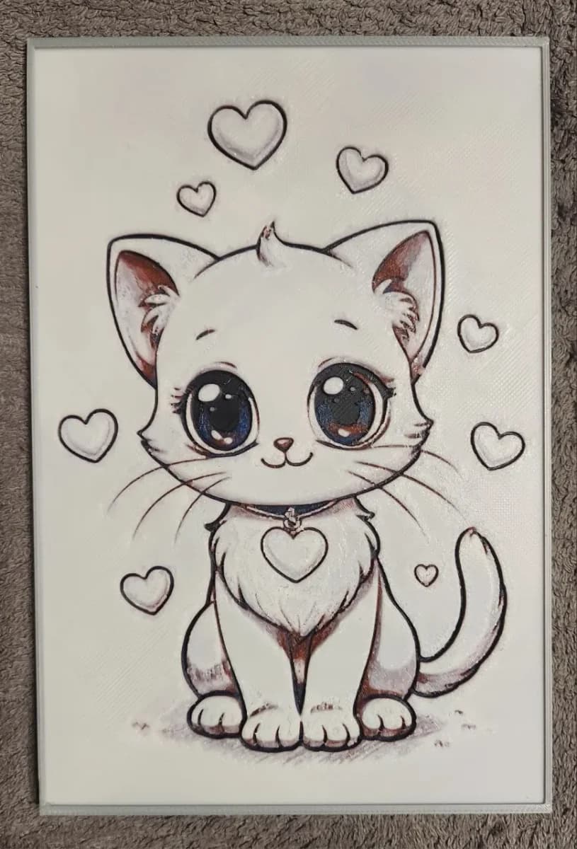 Cute Cat in Love - HueForge by keko HueForge model: Cute Cat in Love - HueForge by keko