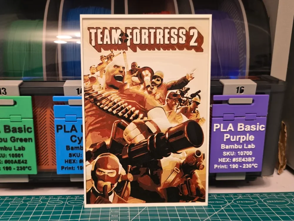 Team Fortress 2 Poster - Hueforge Art by Lumpy3D HueForge model: Team Fortress 2 Poster - Hueforge Art by Lumpy3D