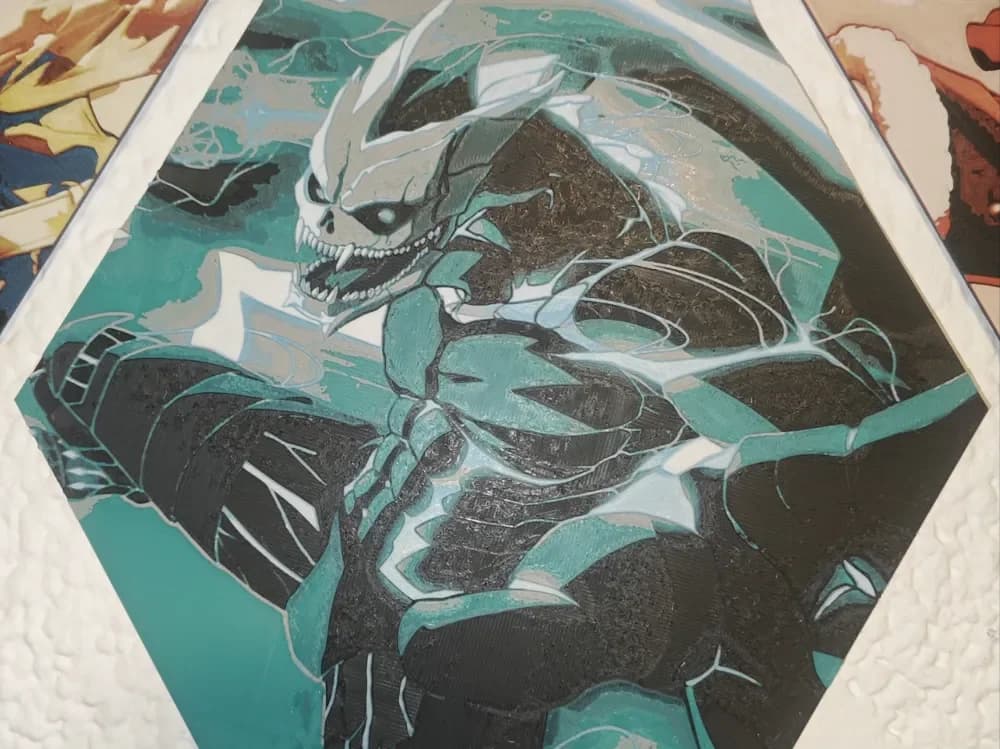 Hueforge Kaiju Number 8 Honeycomb Mode by JGz3DMaker HueForge model: Hueforge Kaiju Number 8 Honeycomb Mode by JGz3DMaker