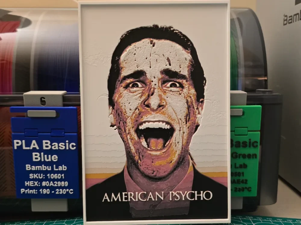 American Psycho Movie Poster V2 - Hueforge Art by Lumpy3D HueForge model: American Psycho Movie Poster V2 - Hueforge Art by Lumpy3D