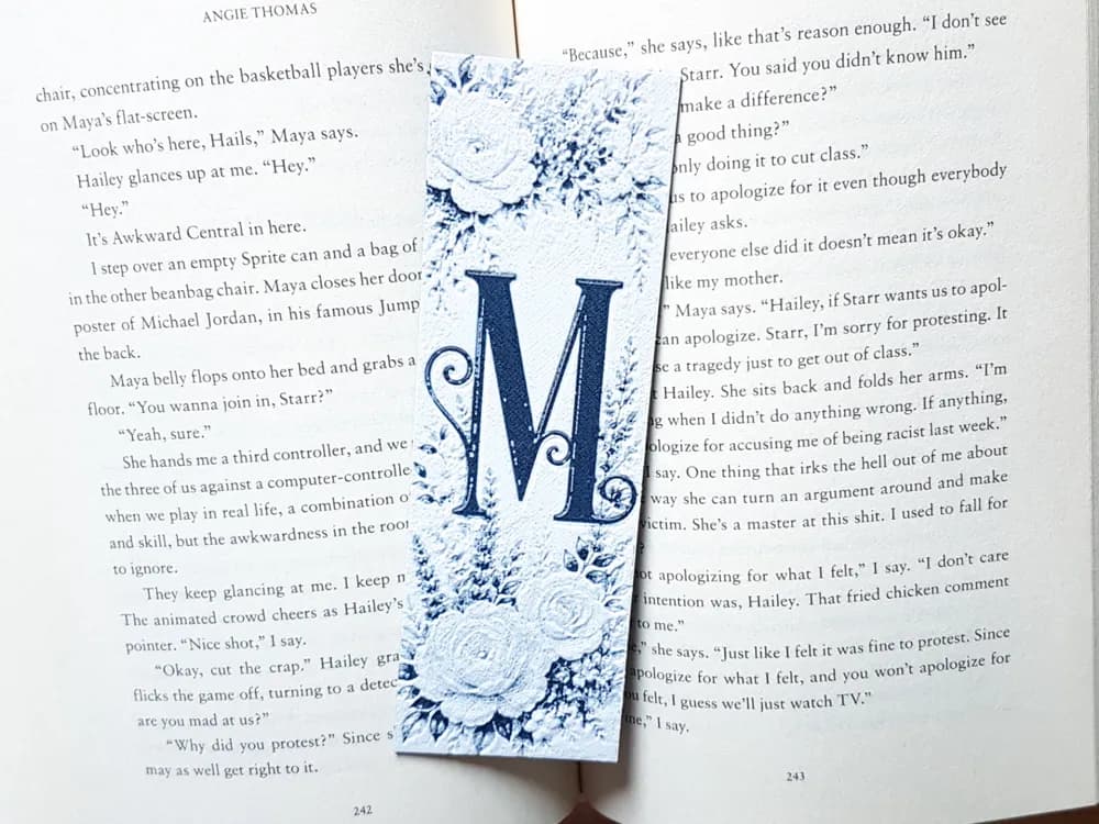 Bookmark, Monogram M, Floral Background, Hueforge by Dame Jo HueForge model: Bookmark, Monogram M, Floral Background, Hueforge by Dame Jo
