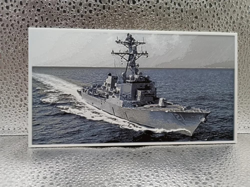 USS Frank E. Petersen Jr. – Hueforge by Borishotch Industries HueForge model: USS Frank E. Petersen Jr. – Hueforge by Borishotch Industries