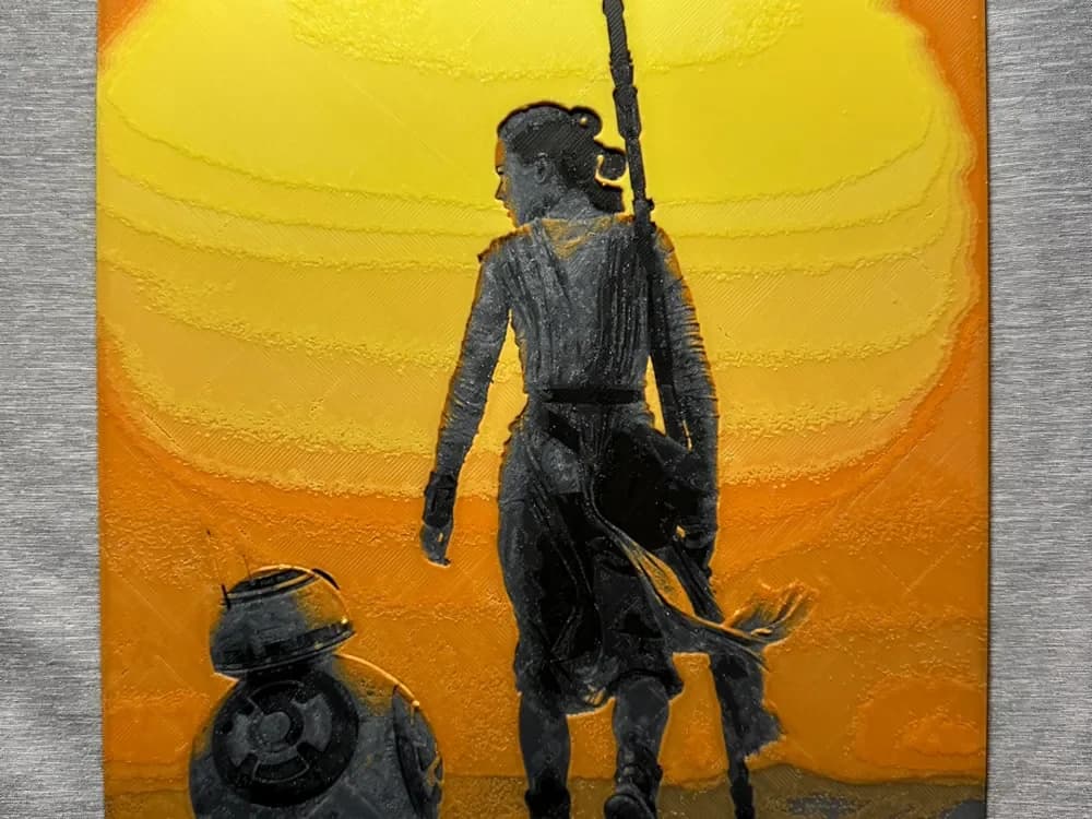 Rey & BB8 Hueforge by Hey Ben HueForge model: Rey & BB8 Hueforge by Hey Ben