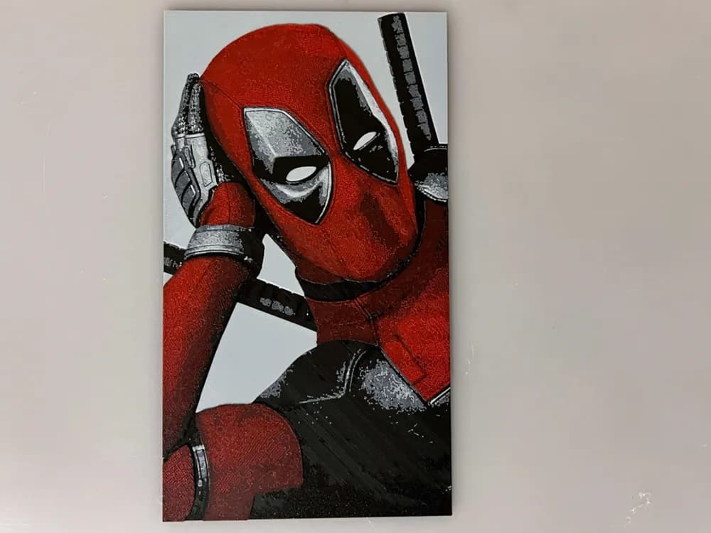 Deadpool Rest Pose by 3djd HueForge model: Deadpool Rest Pose by 3djd