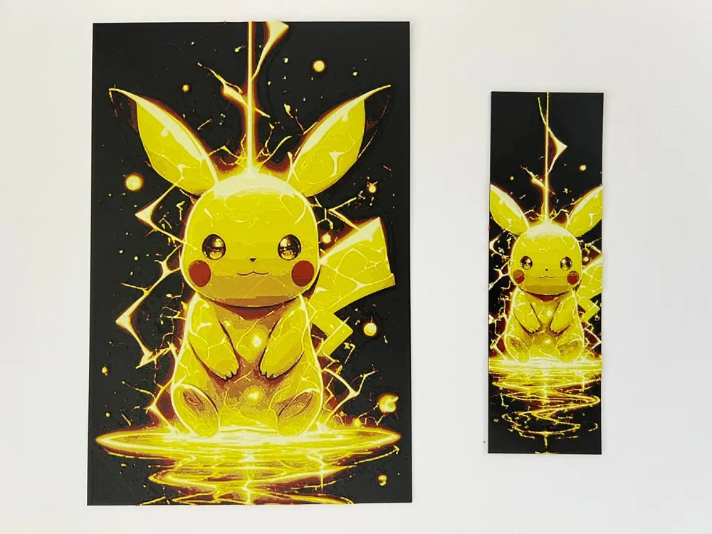 Pikachu Bookmark or Portrait by 3djd HueForge model: Pikachu Bookmark or Portrait by 3djd