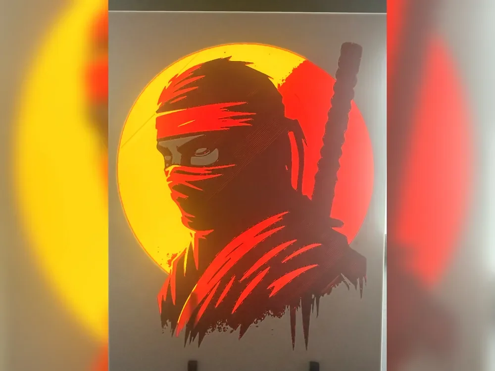 Backlit Sunset Ninja HueForge Print by Thadius HueForge model: Backlit Sunset Ninja HueForge Print by Thadius
