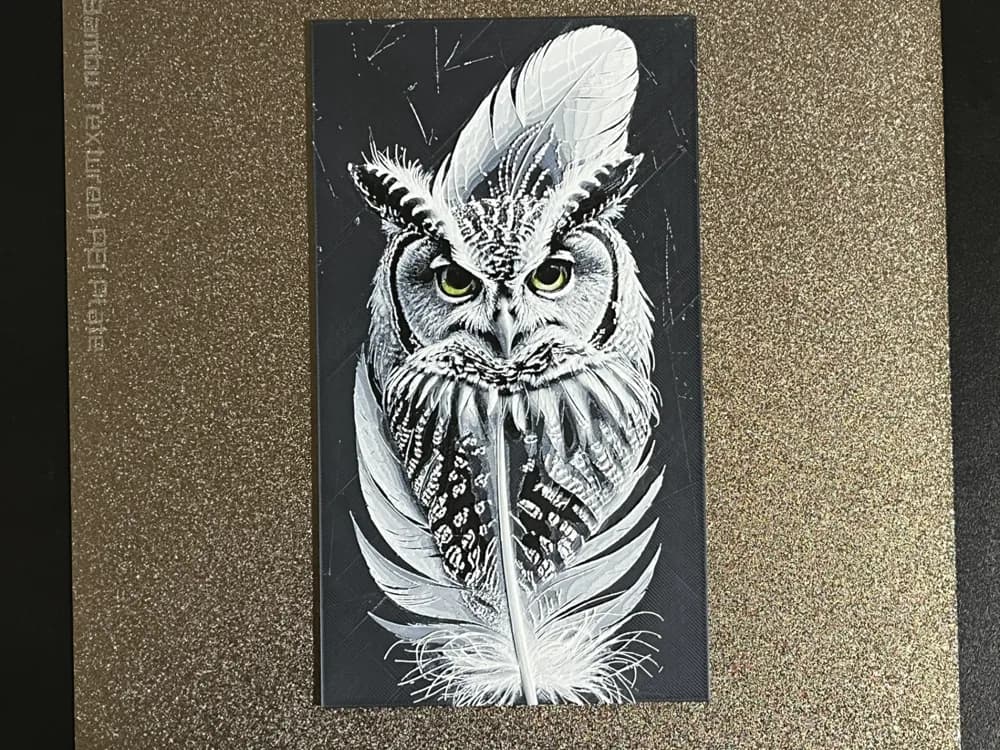 Feathered Gaze Owl Hueforge by FantasyZ HueForge model: Feathered Gaze Owl Hueforge by FantasyZ