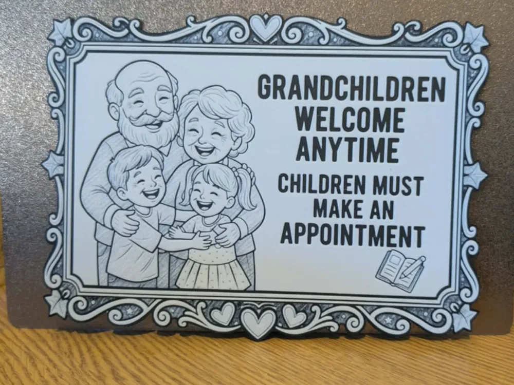 Grandchildren are welcome - Hueforge - door sign by 3dGlow HueForge model: Grandchildren are welcome - Hueforge - door sign by 3dGlow