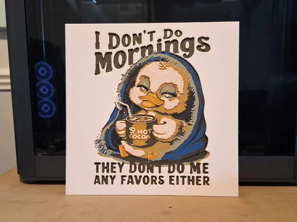 Don't do mornings - Funny - Hueforge by 3dGlow HueForge model: Don't do mornings - Funny - Hueforge by 3dGlow
