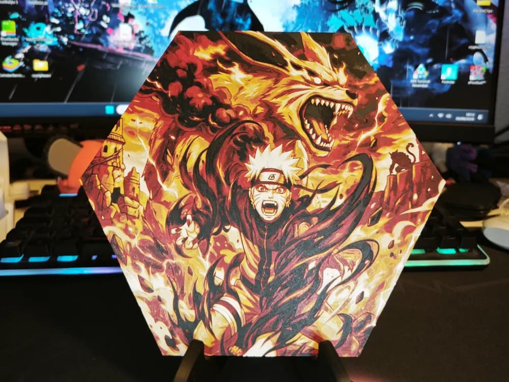 Hueforge Naruto + Kurama in honeycomb mode Hueforge Naruto + Kurama in honeycomb mode