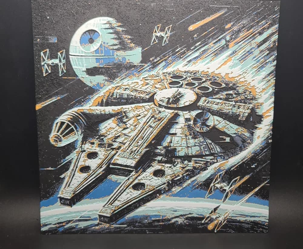 Millenium Falcon Hueforge by the_bearded_jedi HueForge model: Millenium Falcon Hueforge by the_bearded_jedi