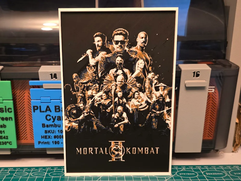 Mortal Kombat II Movie Poster - Hueforge Art by Lumpy3D HueForge model: Mortal Kombat II Movie Poster - Hueforge Art by Lumpy3D