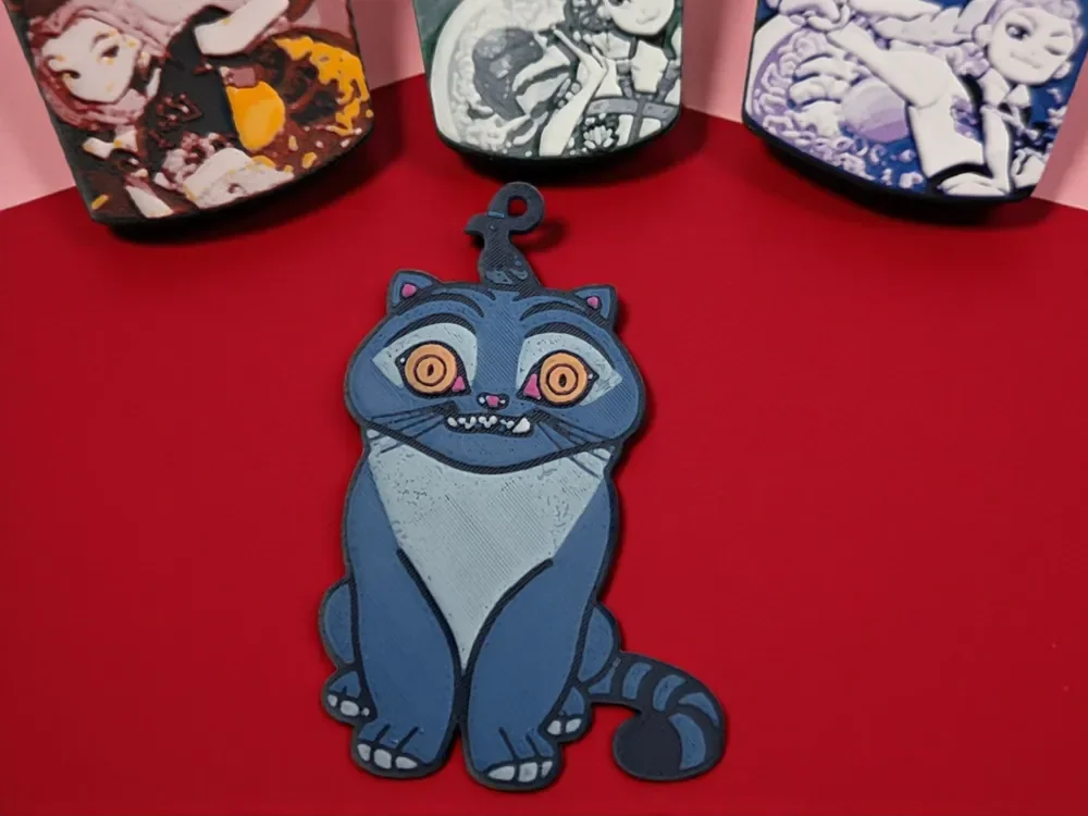 Kpop Derpy Cat Christmas Ornament by MythicHue's HueForge model: Kpop Derpy Cat Christmas Ornament by MythicHue's