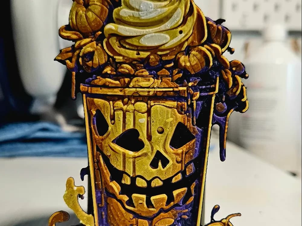 Halloween Pumpkin Milkshake by Mano's 3d_Art HueForge model: Halloween Pumpkin Milkshake by Mano's 3d_Art