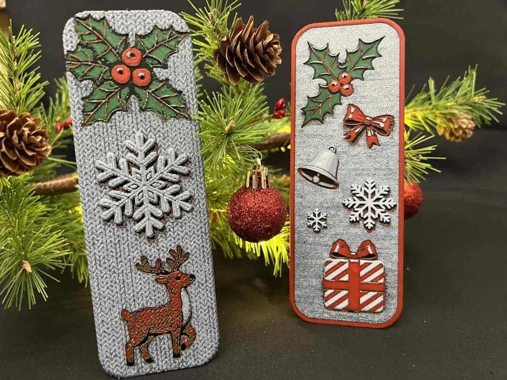 Christmas Bookmark Set 1 by 3djd HueForge model: Christmas Bookmark Set 1 by 3djd