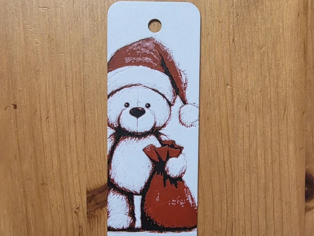 Christmas Teddy Bear Bookmark by Morganja HueForge model: Christmas Teddy Bear Bookmark by Morganja