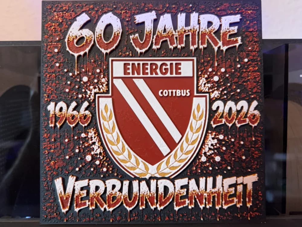Energie Cottbus 60 Years Graffiti Hueforge by Reeftank&more HueForge model: Energie Cottbus 60 Years Graffiti Hueforge by Reeftank&more
