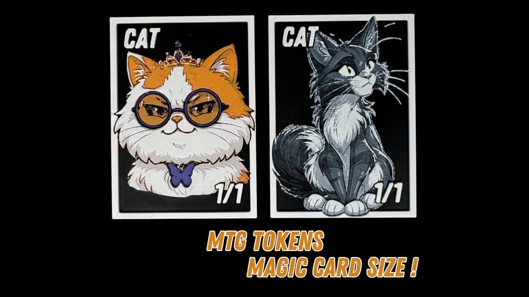 Cat - Magic the Gathering Tokens by Canadian Gamer HueForge model: Cat - Magic the Gathering Tokens by Canadian Gamer