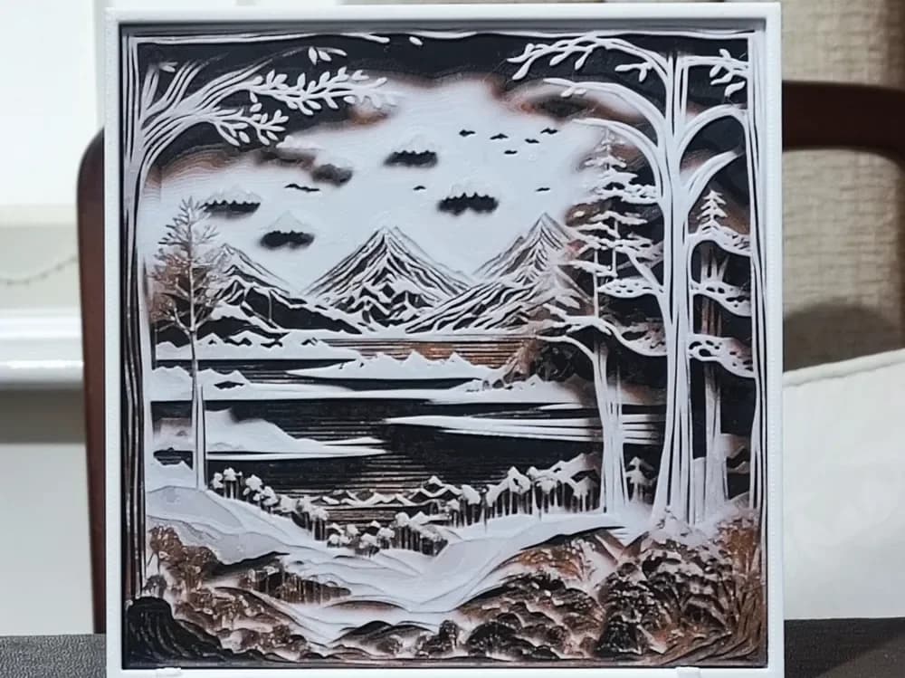 Paperart Landscape - HueForge 3 Color by BoDad HueForge model: Paperart Landscape - HueForge 3 Color by BoDad