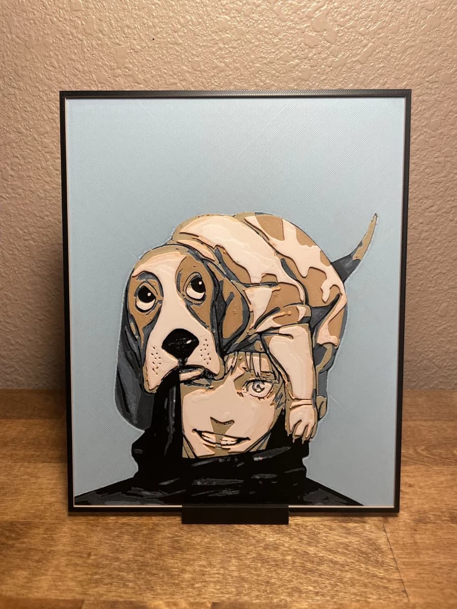 HueForge model: Gojo with Pup! by Cloudy Nostalgia