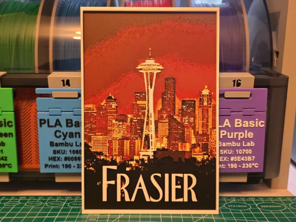 Frasier Poster - Hueforge Art by Lumpy3D HueForge model: Frasier Poster - Hueforge Art by Lumpy3D
