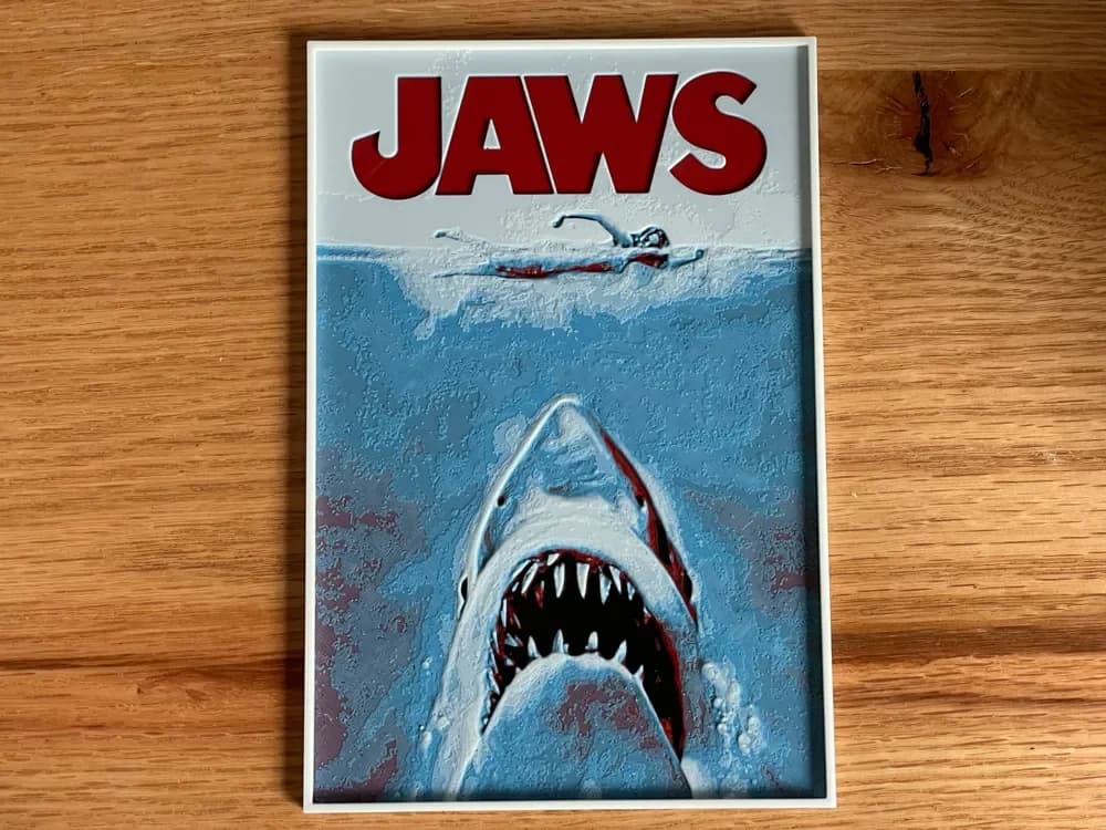 Jaws (1975) Hueforge Movie Poster