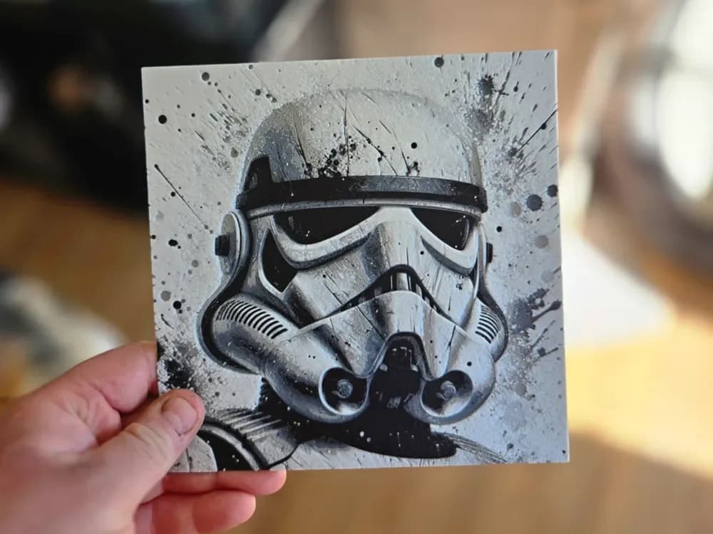 Graffiti Stormtrooper Hueforge by 3Ree Printing HueForge model: Graffiti Stormtrooper Hueforge by 3Ree Printing