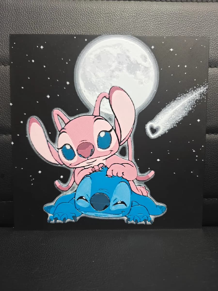 HueForge model: Stitch & Angel by TheHueforgeLady