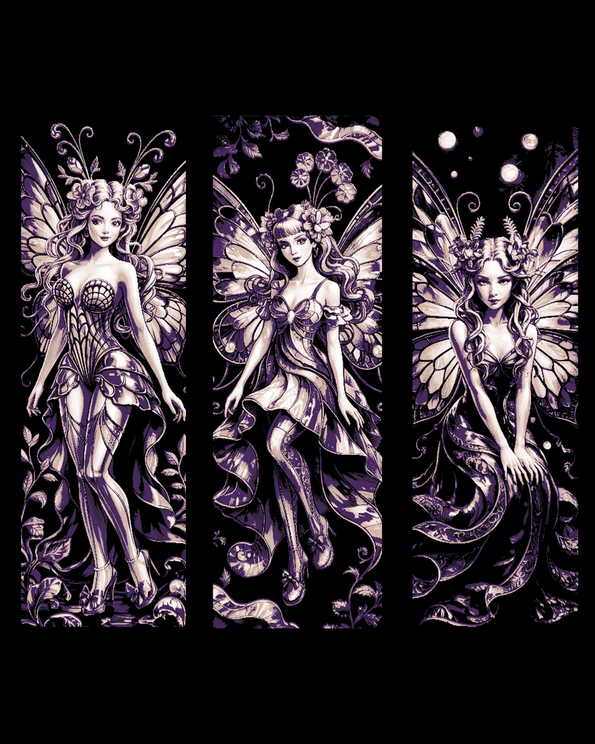 Mesmerizing glass portraits of Fantasy Fairies - Set of Bookmarks by BooneCo3d HueForge model: Mesmerizing glass portraits of Fantasy Fairies - Set of Bookmarks by BooneCo3d