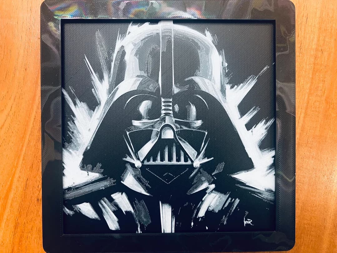 Darth Vader Close Up(Black and White) by JustBe 3D Printing HueForge model: Darth Vader Close Up(Black and White) by JustBe 3D Printing