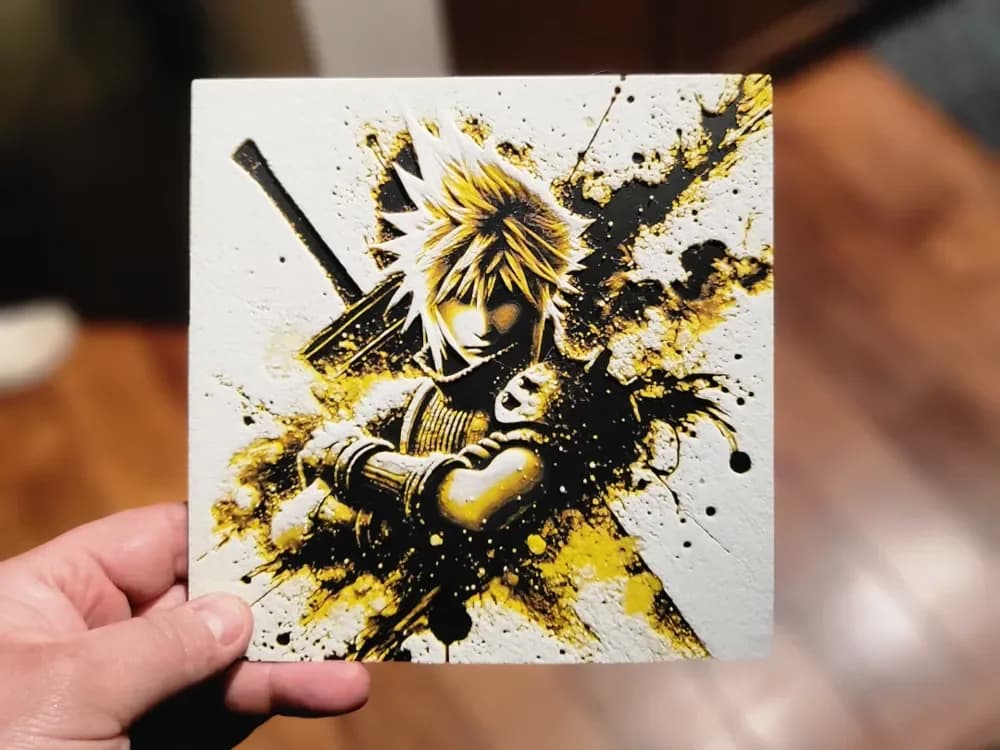 Graffiti Cloud Strife Hueforge by 3Ree Printing HueForge model: Graffiti Cloud Strife Hueforge by 3Ree Printing