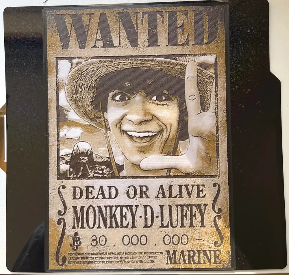 Monkey D Luffy (One Piece) Wanted Poster - Hueforge Print by cyanidesugar HueForge model: Monkey D Luffy (One Piece) Wanted Poster - Hueforge Print by cyanidesugar