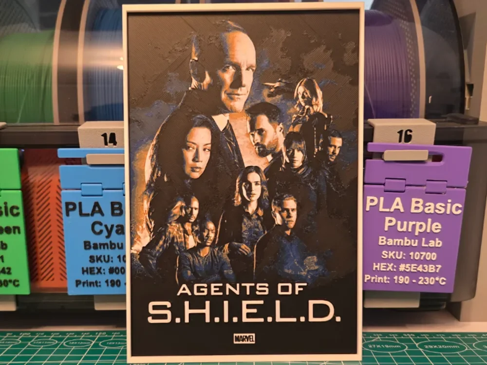 Marvel's Agents of S.H.I.E.L.D. Poster - Hueforge by Lumpy3D HueForge model: Marvel's Agents of S.H.I.E.L.D. Poster - Hueforge by Lumpy3D