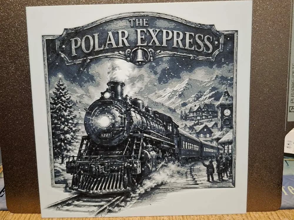 All aboard the polar express - Hueforge by 3dGlow HueForge model: All aboard the polar express - Hueforge by 3dGlow