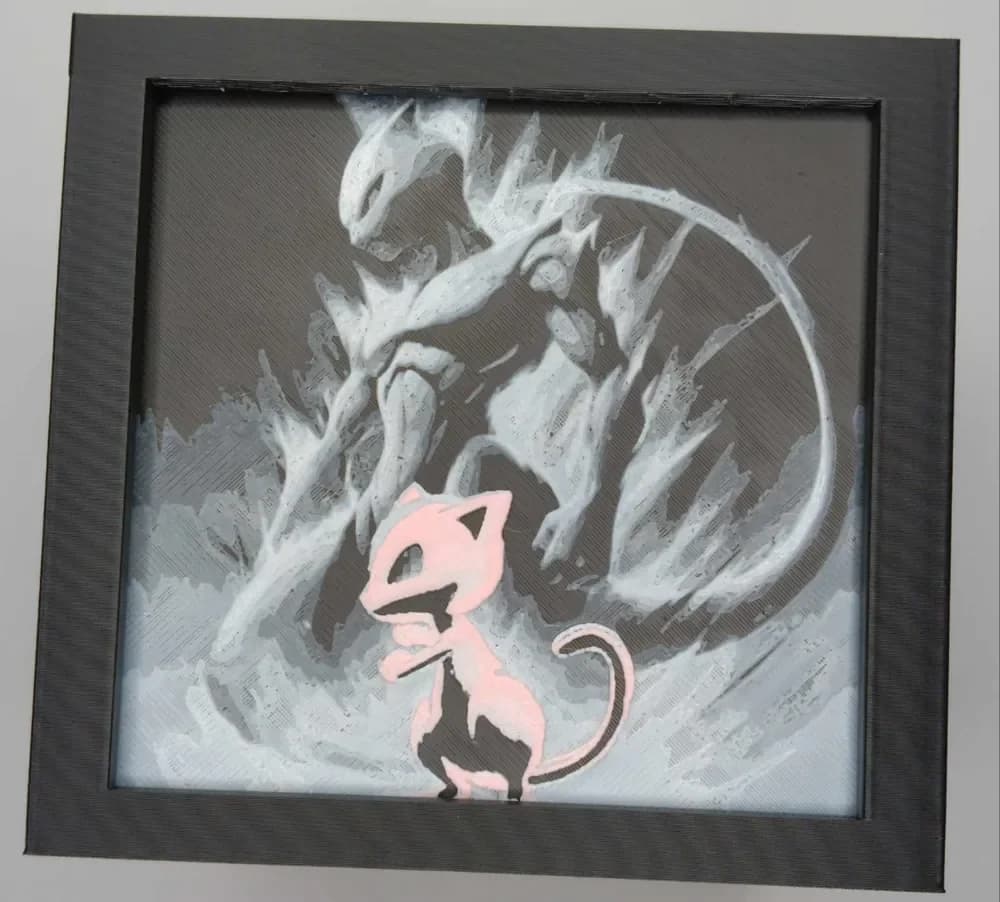 Mew and Mewtwo Hueforge by LoFi Layers HueForge model: Mew and Mewtwo Hueforge by LoFi Layers