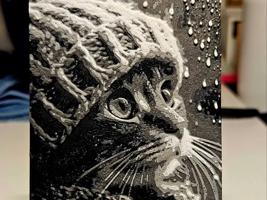 Cat in Winter by Mano's 3d_Art HueForge model: Cat in Winter by Mano's 3d_Art