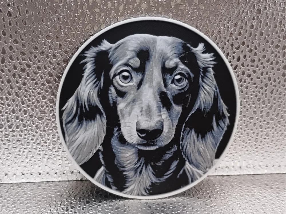 Dachshund Coaster – Hueforge by Borishotch Industries HueForge model: Dachshund Coaster – Hueforge by Borishotch Industries