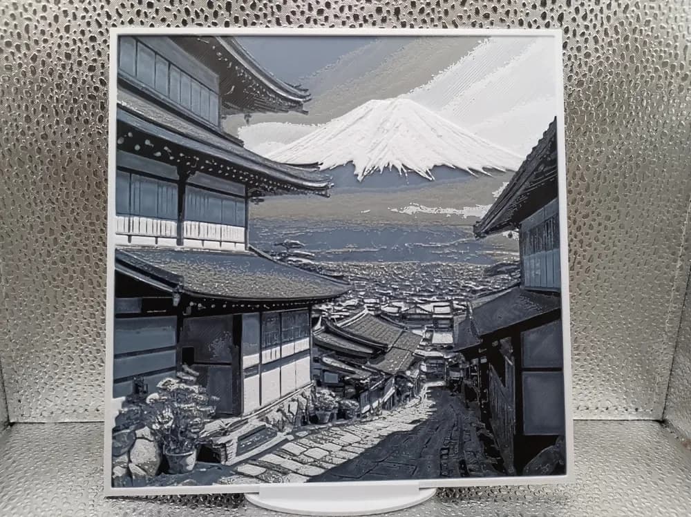 Old Town Pathway to Mount Fuji – Hueforge by Borishotch Industries HueForge model: Old Town Pathway to Mount Fuji – Hueforge by Borishotch Industries