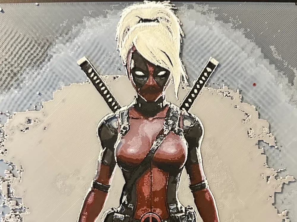 HueForge model: Lady Deadpool Variant Hueforge by Hey Ben