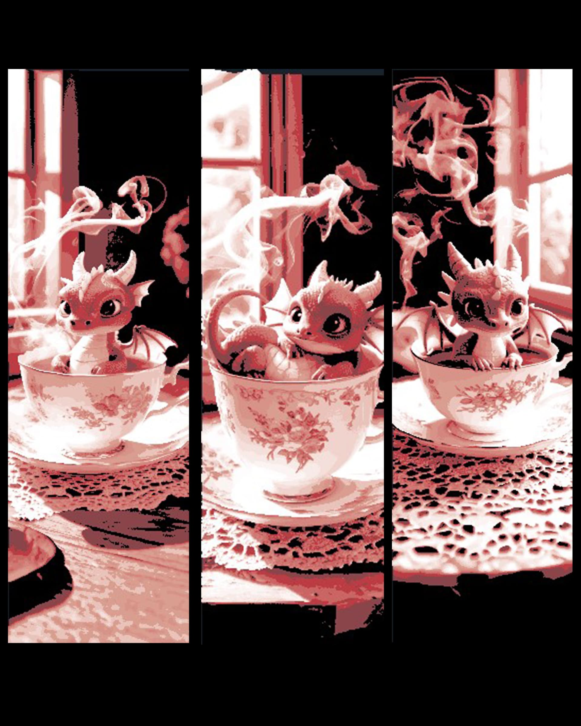 A little break for a bath - Mini Dragon playing in a teacup - set of bookmarks by BooneCo3d HueForge model: A little break for a bath - Mini Dragon playing in a teacup - set of bookmarks by BooneCo3d