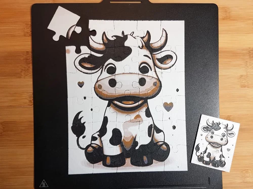 Cartoon Cow Jigsaw Puzzle 30-Piece by Dame Jo HueForge model: Cartoon Cow Jigsaw Puzzle 30-Piece by Dame Jo